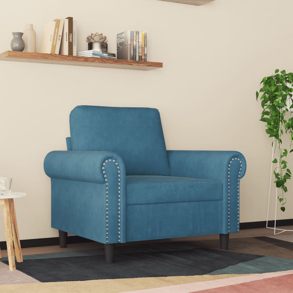 60 cm blue velvet armchair