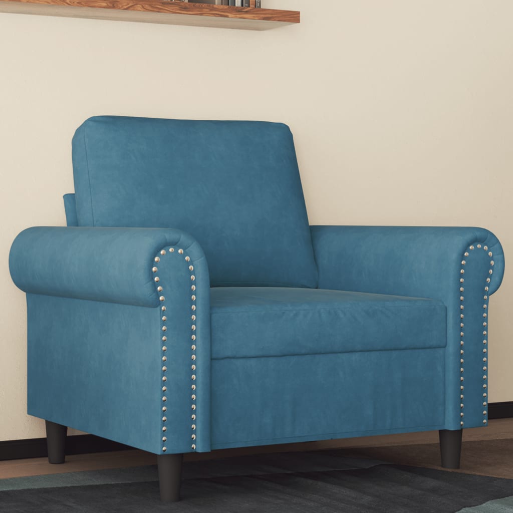 60 cm blue velvet armchair