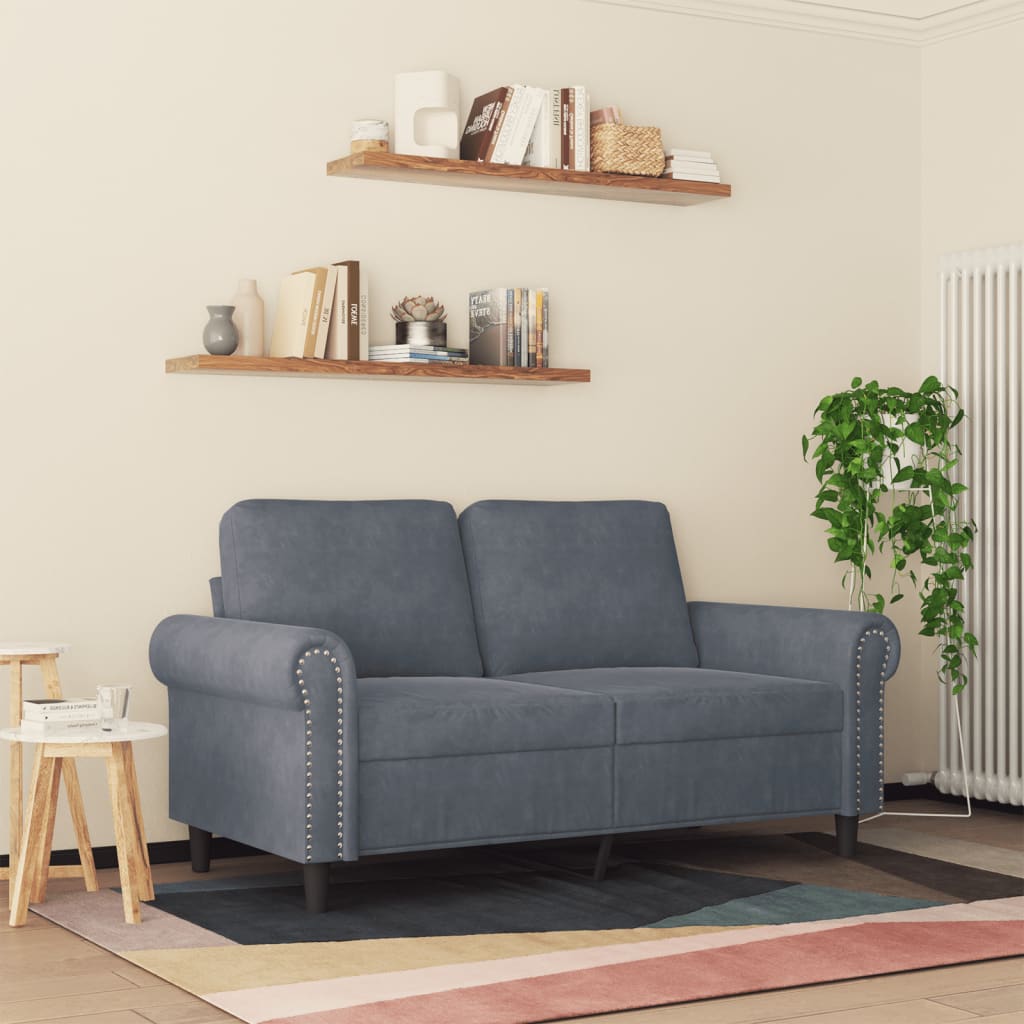 2-seater sofa 120 cm dark grey velvet