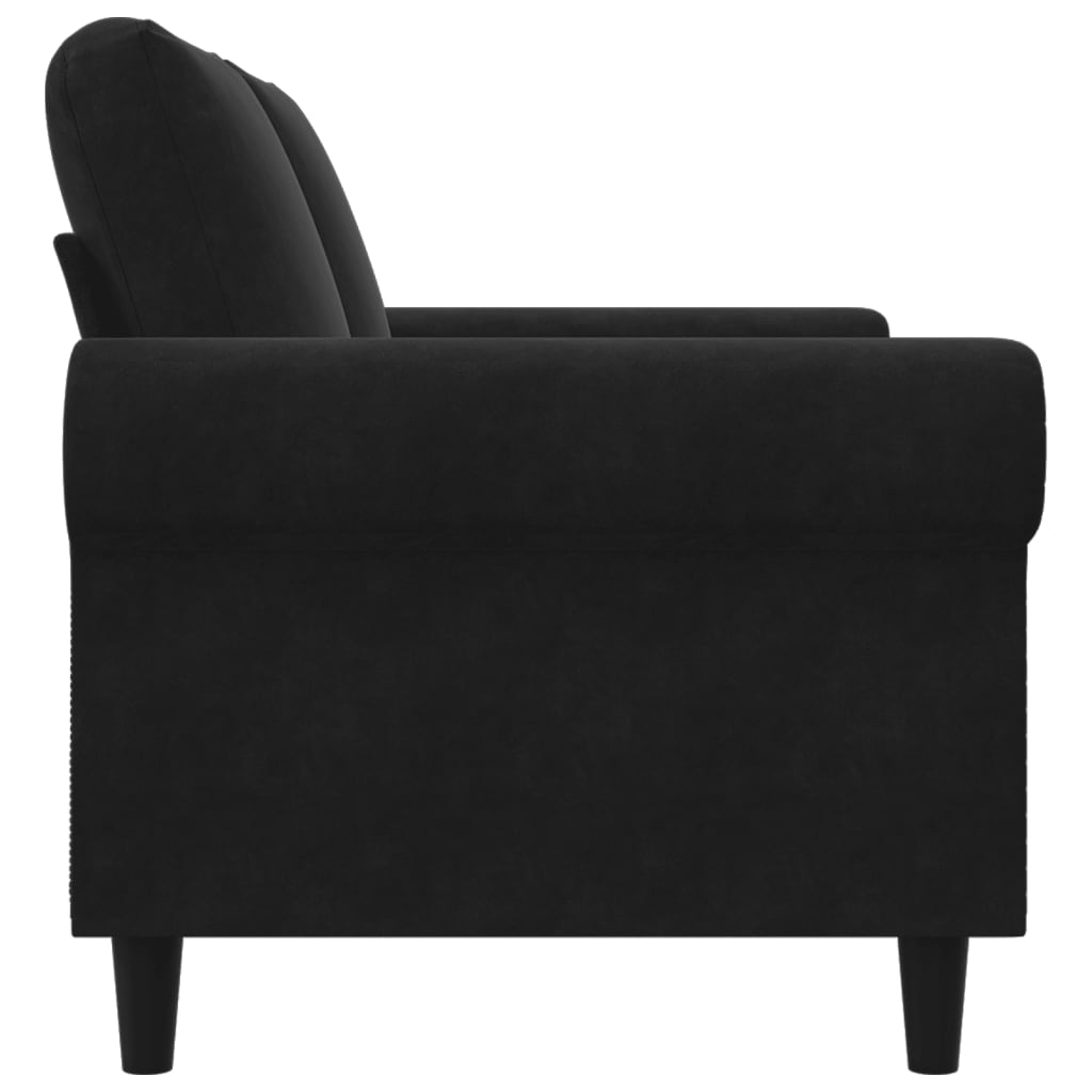 Sofá de 2 lugares veludo 120 cm preto