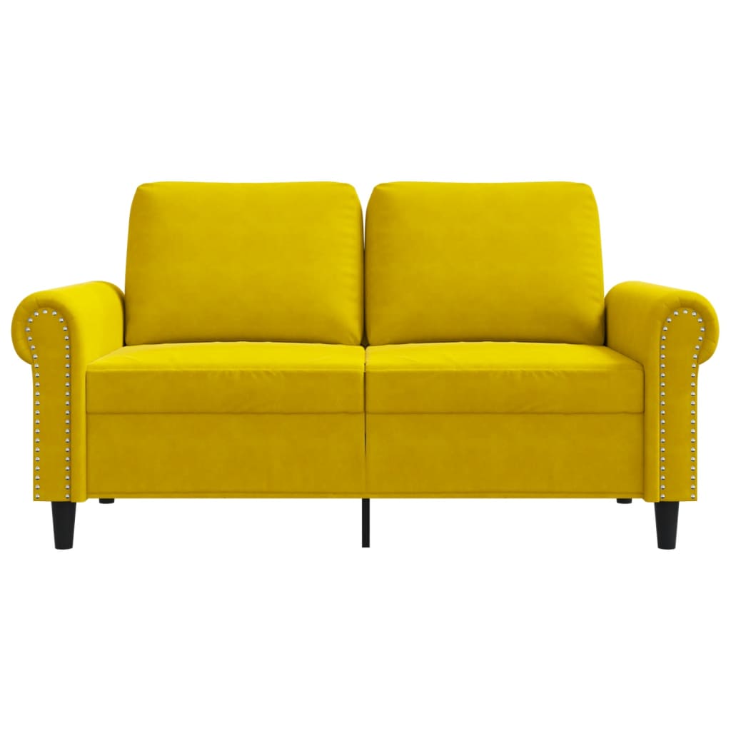 2-seater velvet sofa 120 cm yellow