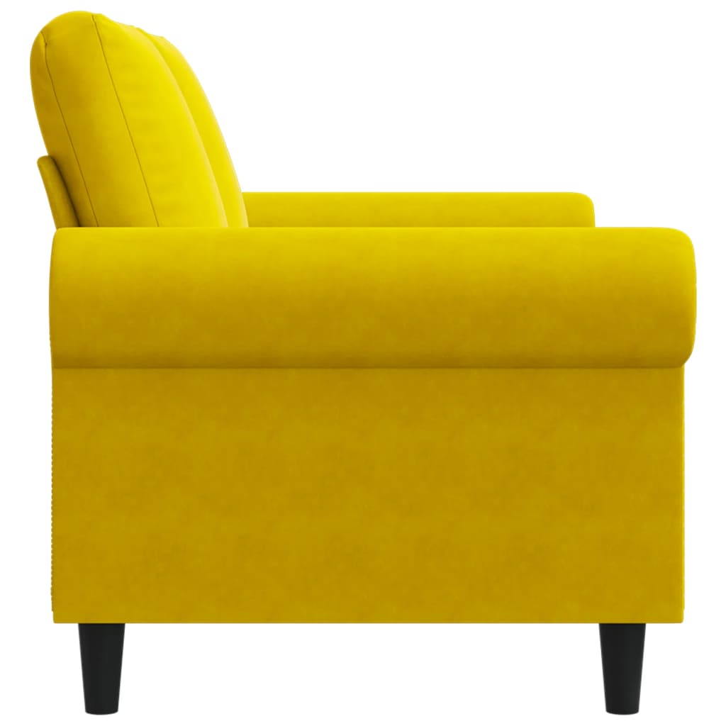 2-seater velvet sofa 120 cm yellow