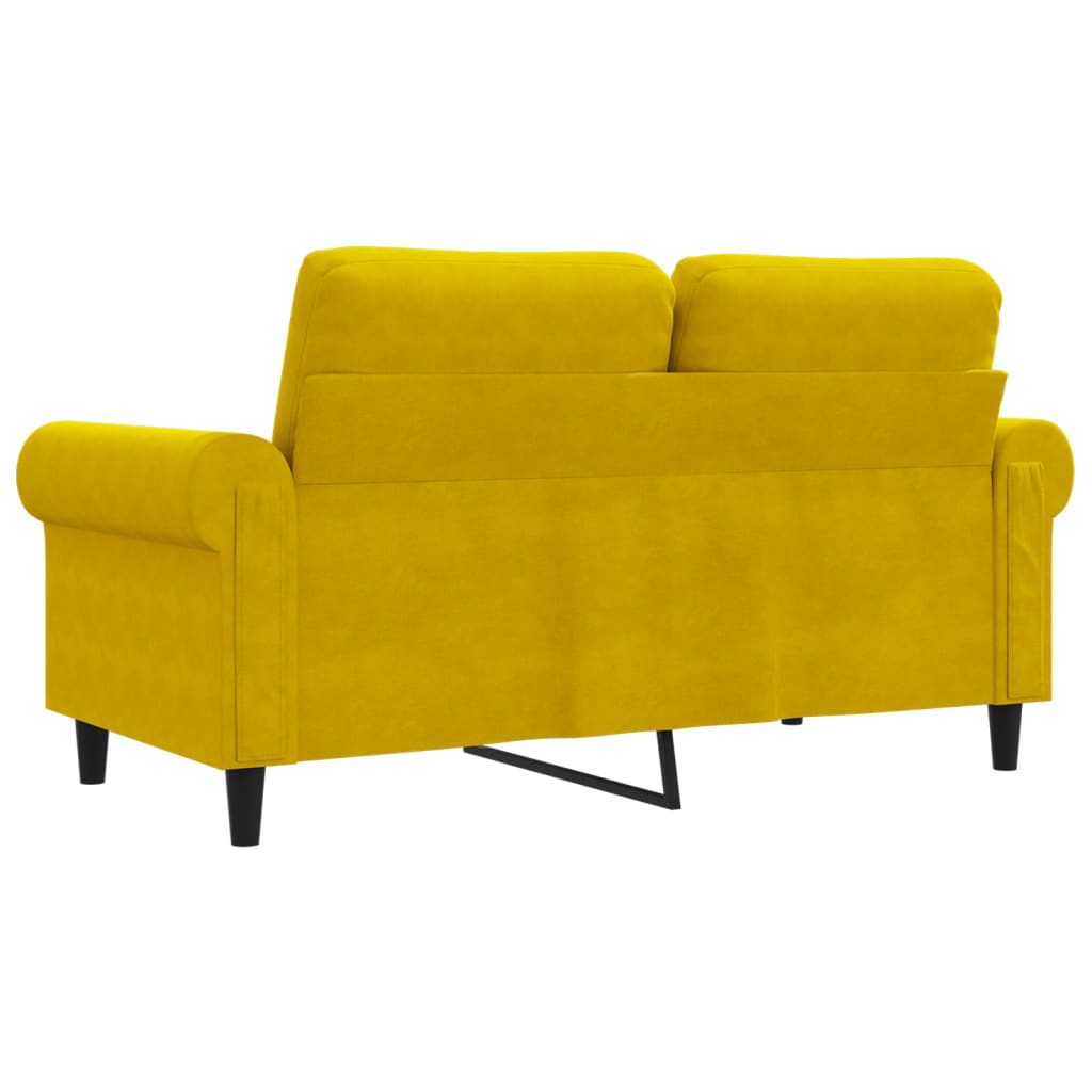 2-seater velvet sofa 120 cm yellow