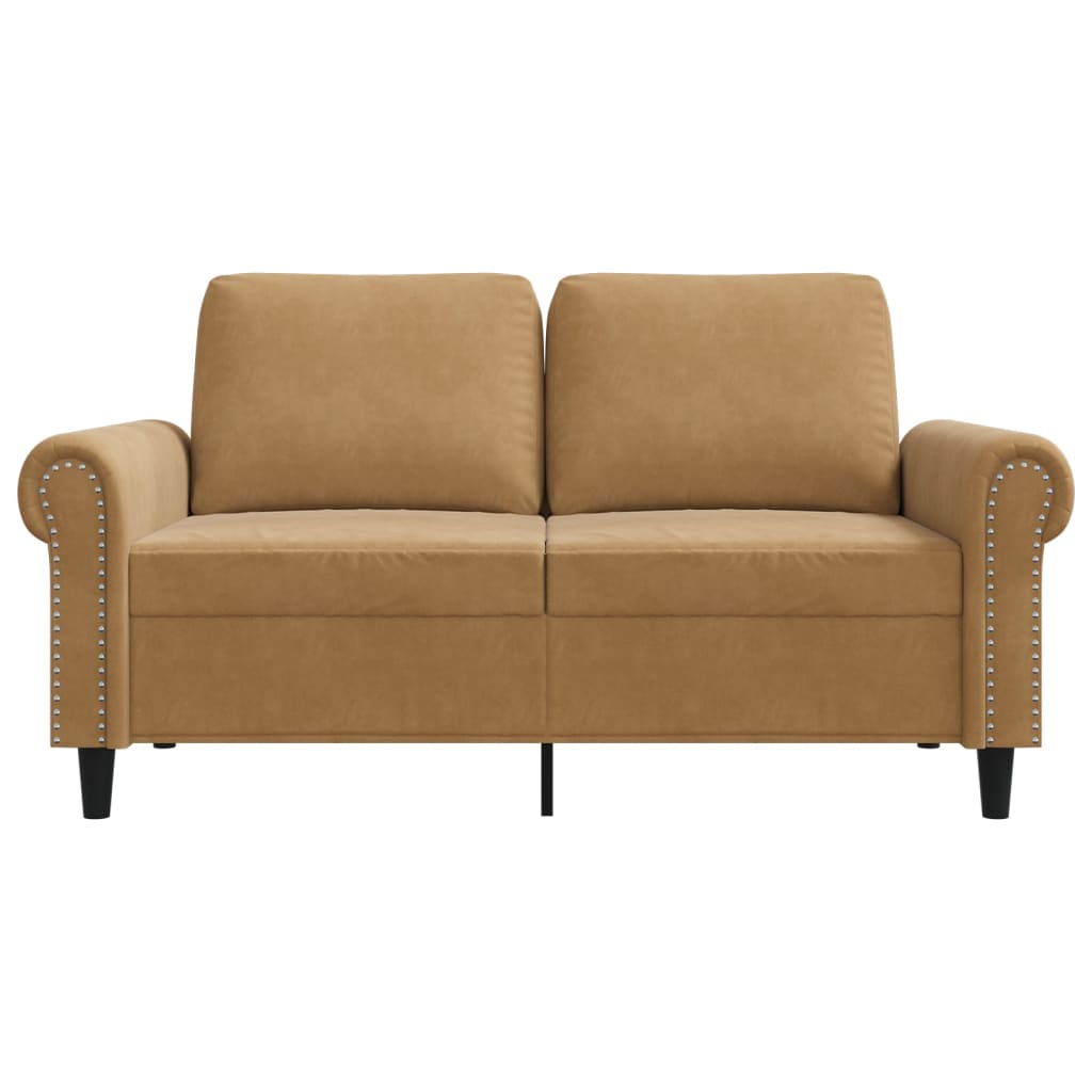 2-seater velvet sofa 120 cm brown