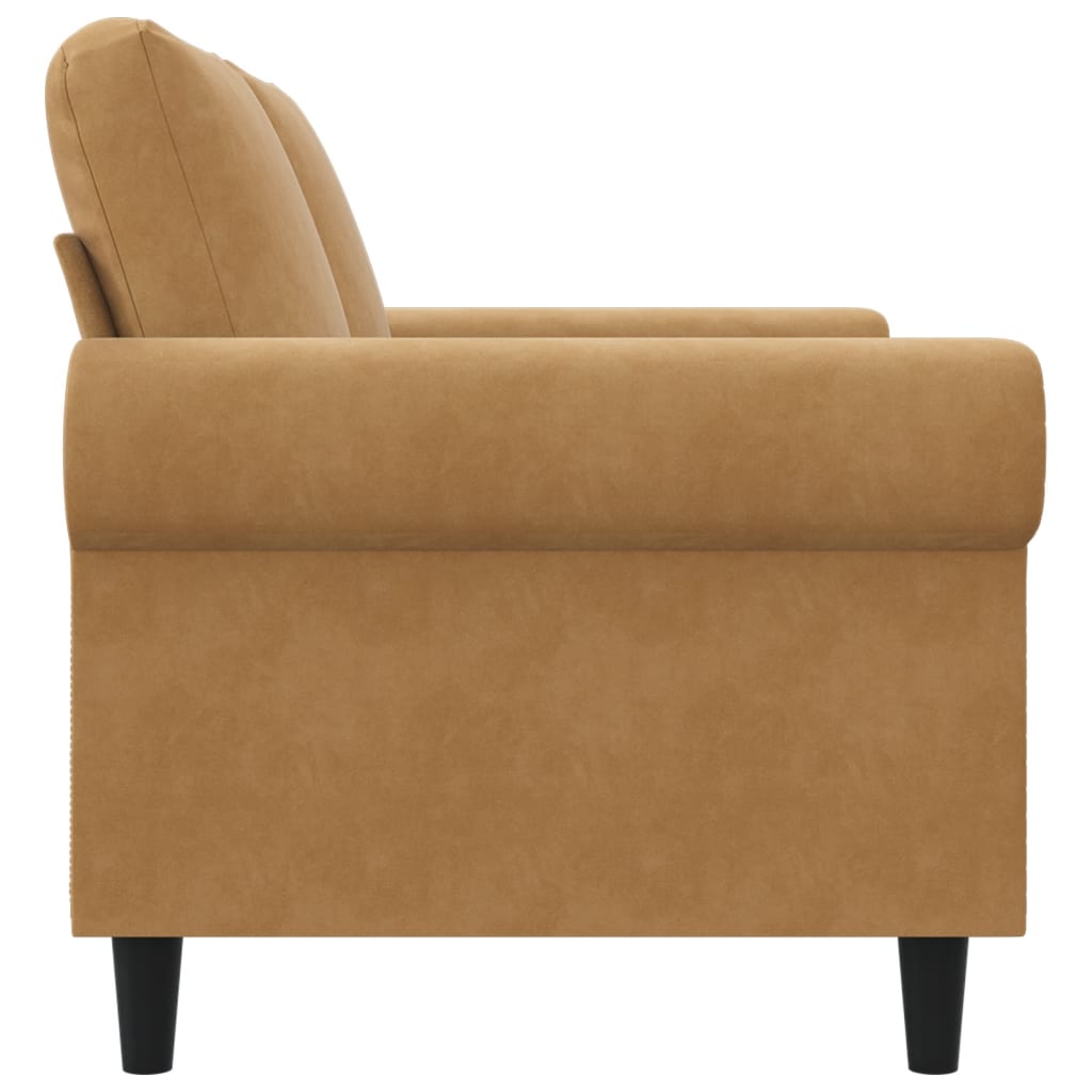 2-seater velvet sofa 120 cm brown