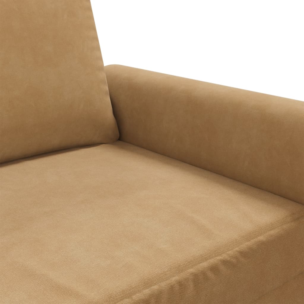 2-seater velvet sofa 120 cm brown
