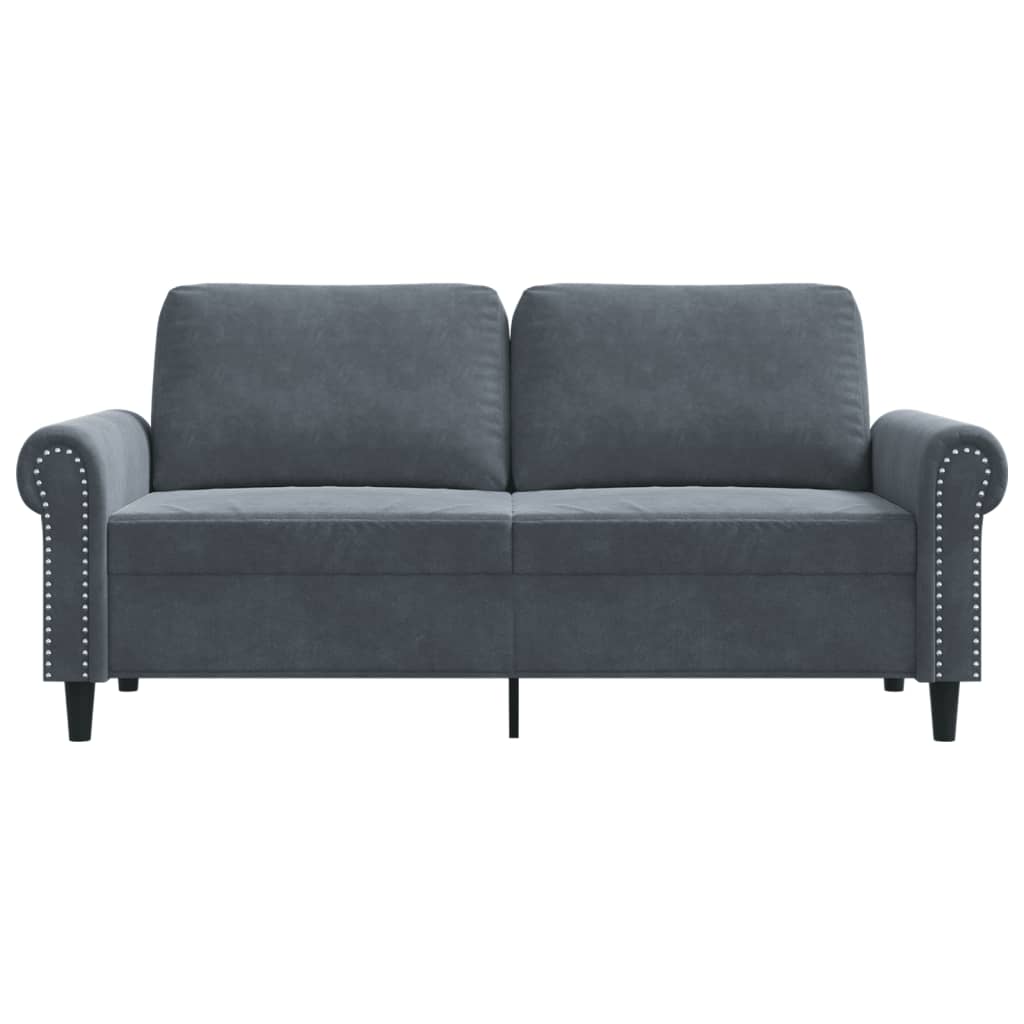 Sofá de 2 lugares 140 cm veludo cinza-escuro