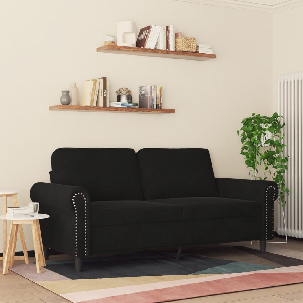 2-seater velvet sofa 140 cm black
