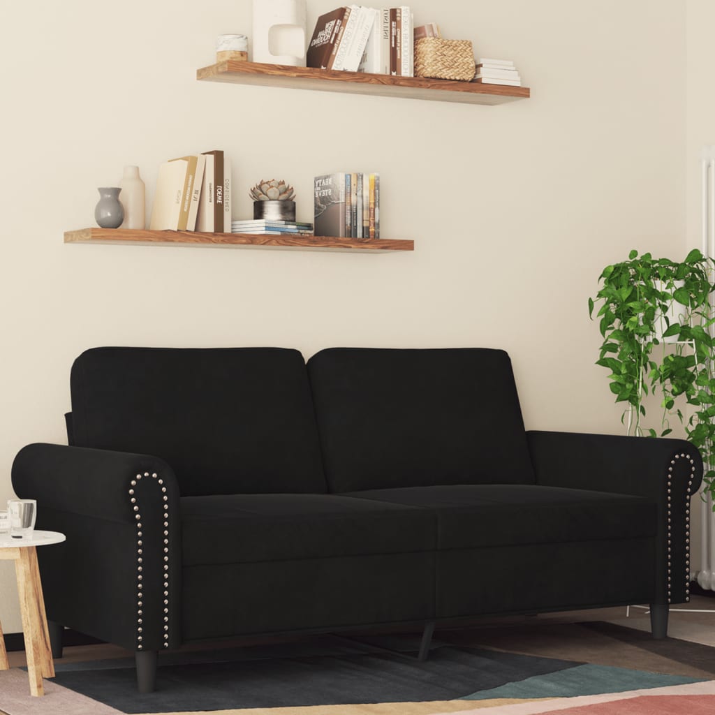 2-seater velvet sofa 140 cm black