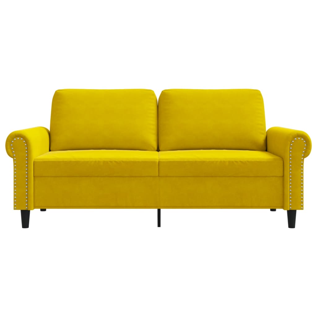 2-seater velvet sofa 140 cm yellow