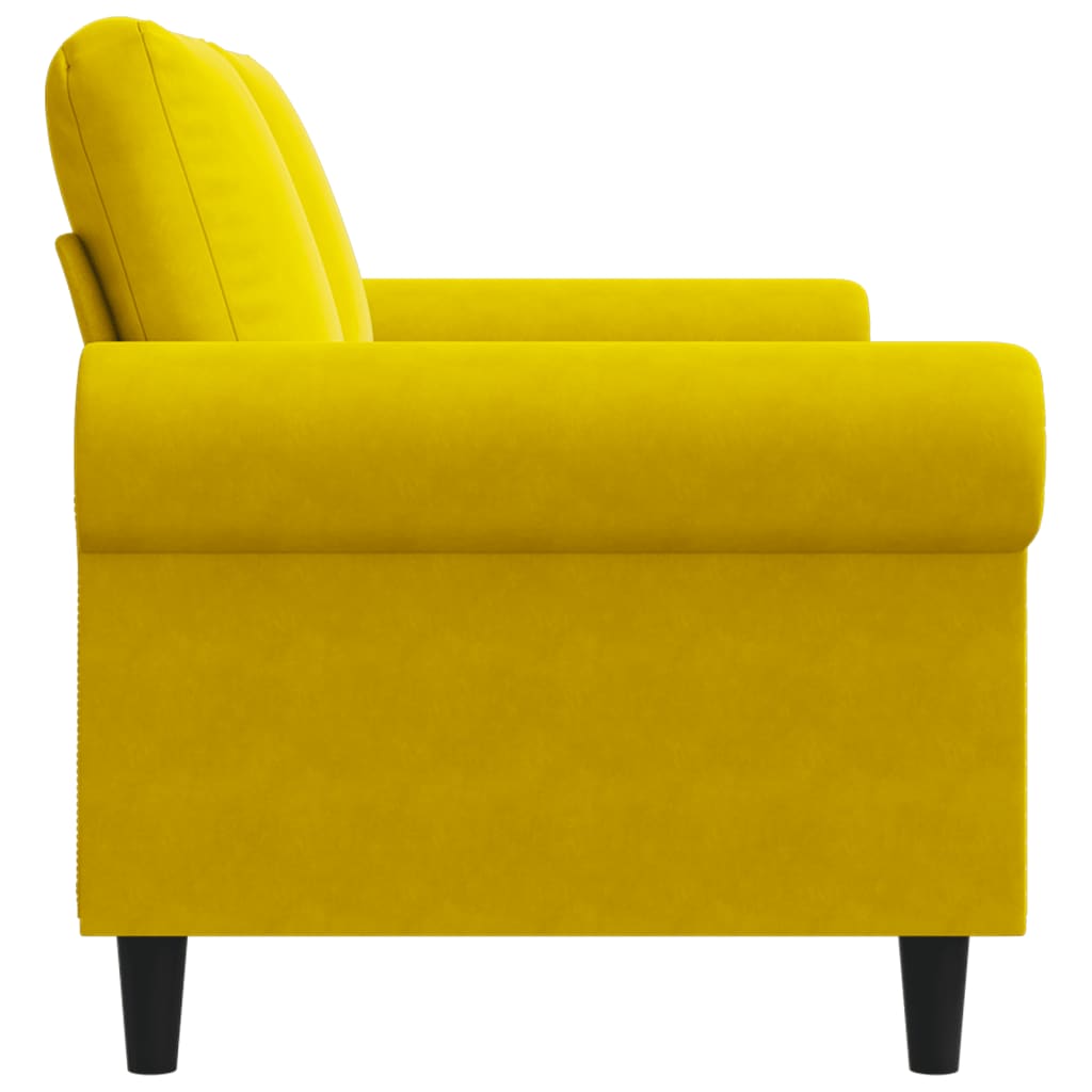 2-seater velvet sofa 140 cm yellow