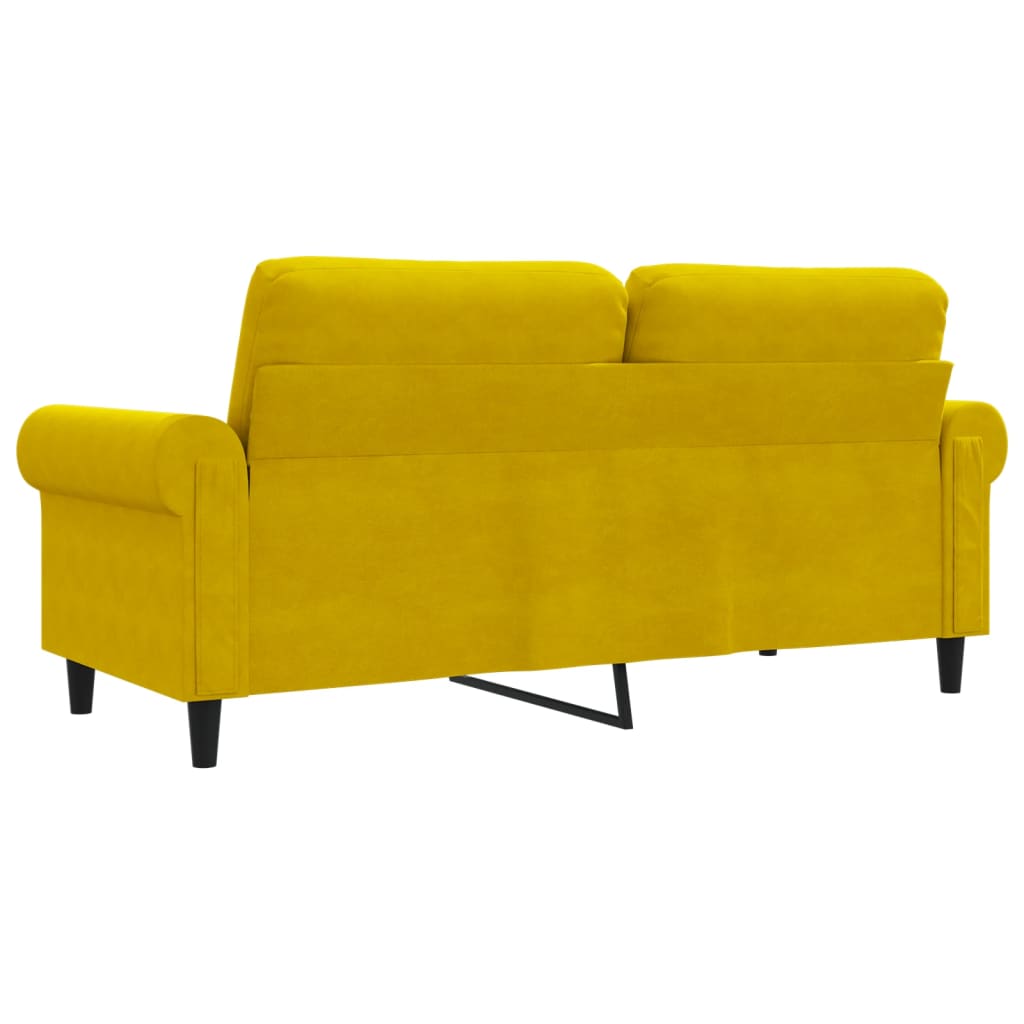 2-seater velvet sofa 140 cm yellow