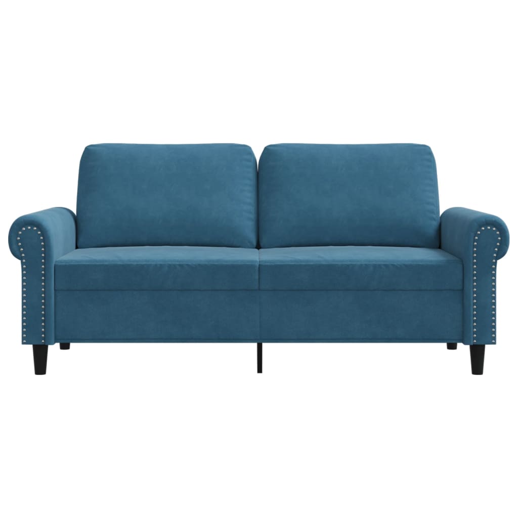 2-seater velvet sofa 140 cm blue