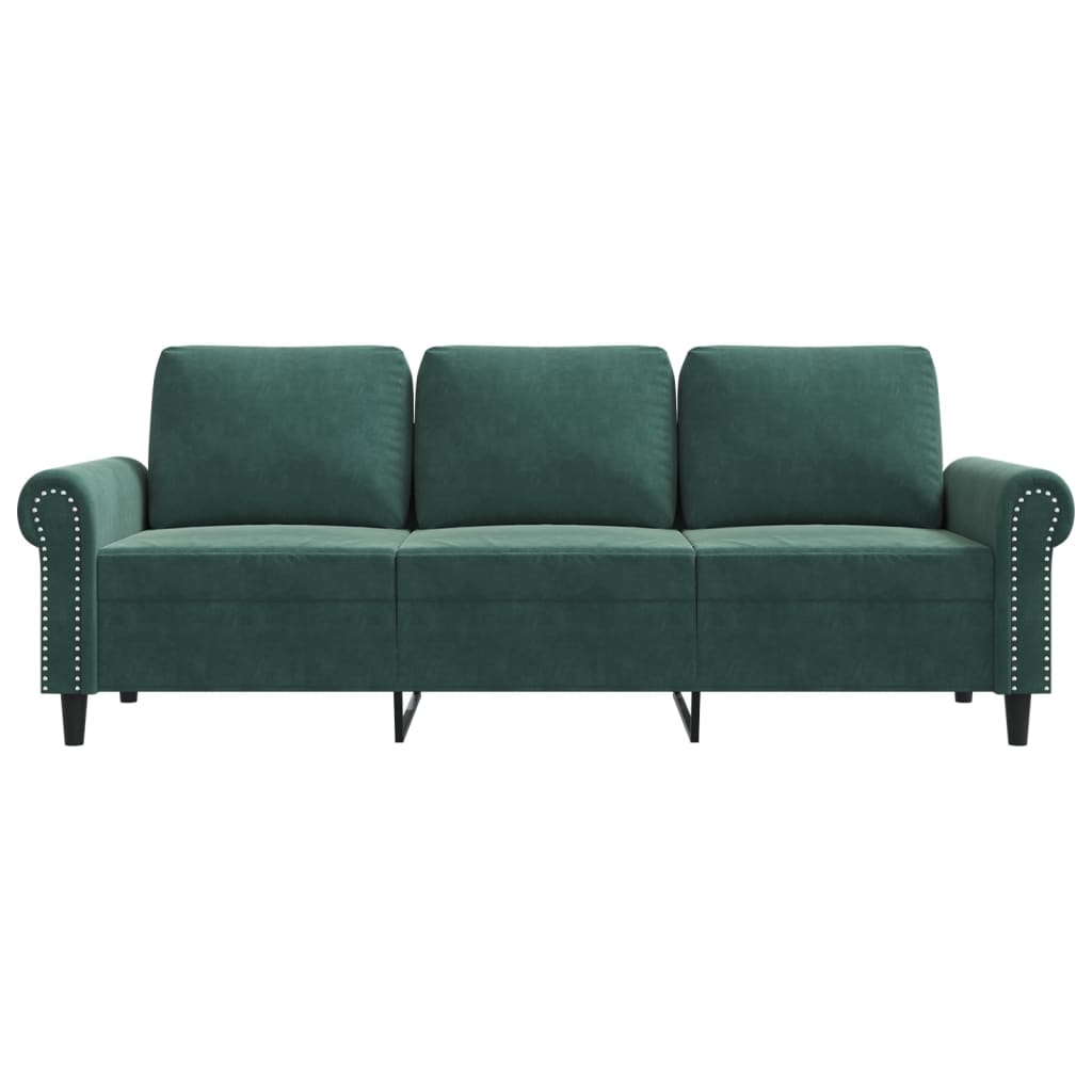 3-seater sofa 180 cm dark green velvet