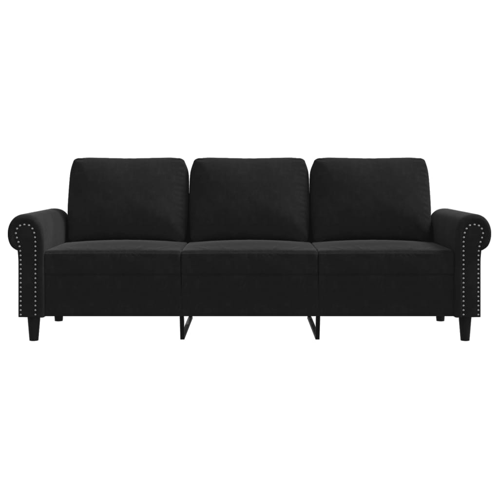 3-seater sofa 180 cm black velvet
