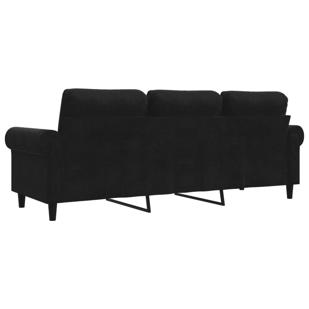 3-seater sofa 180 cm black velvet