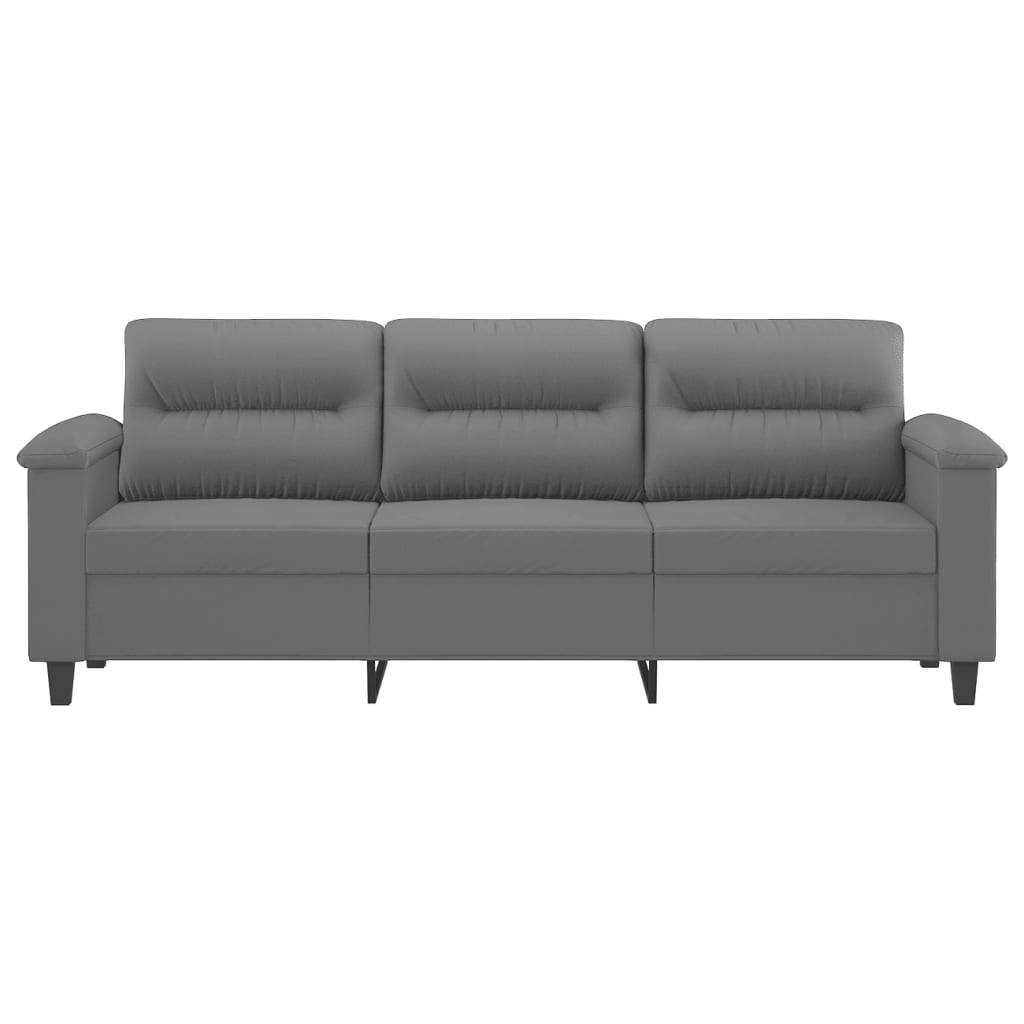 3-seater sofa 180 cm dark grey microfibre fabric