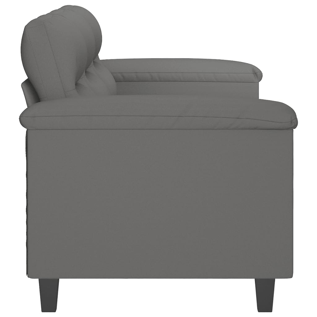 3-seater sofa 180 cm dark grey microfibre fabric