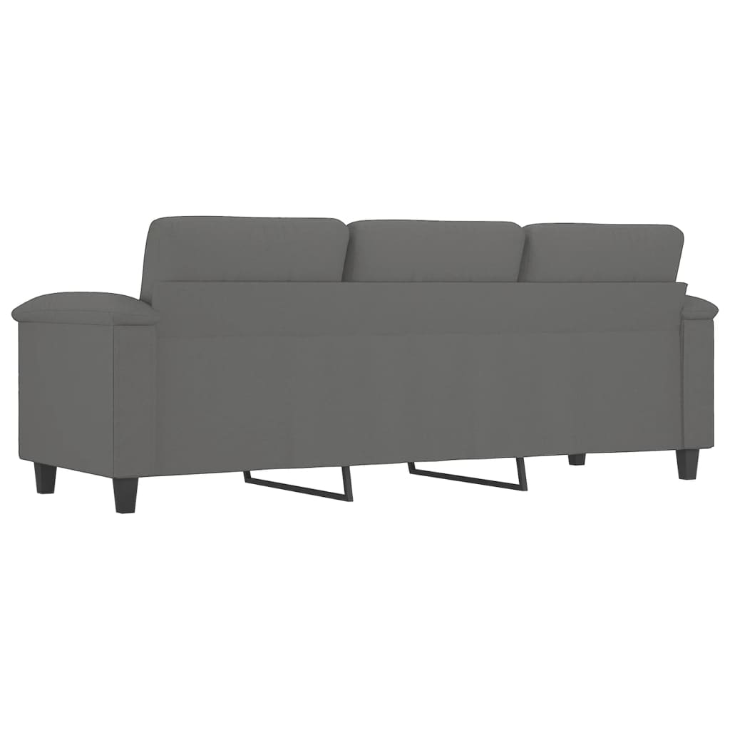 3-seater sofa 180 cm dark grey microfibre fabric