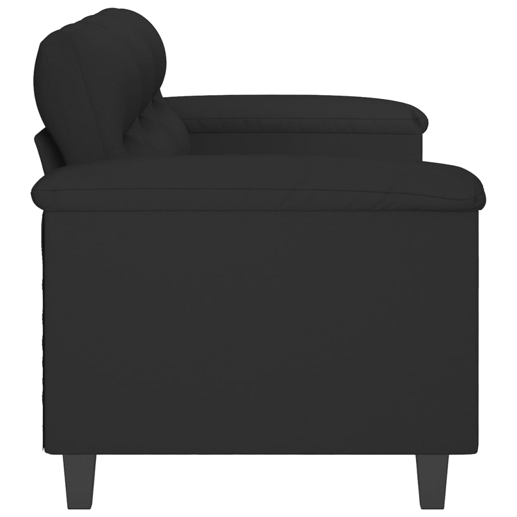 Sofá de 3 lugares 180 cm tecido de microfibra preto