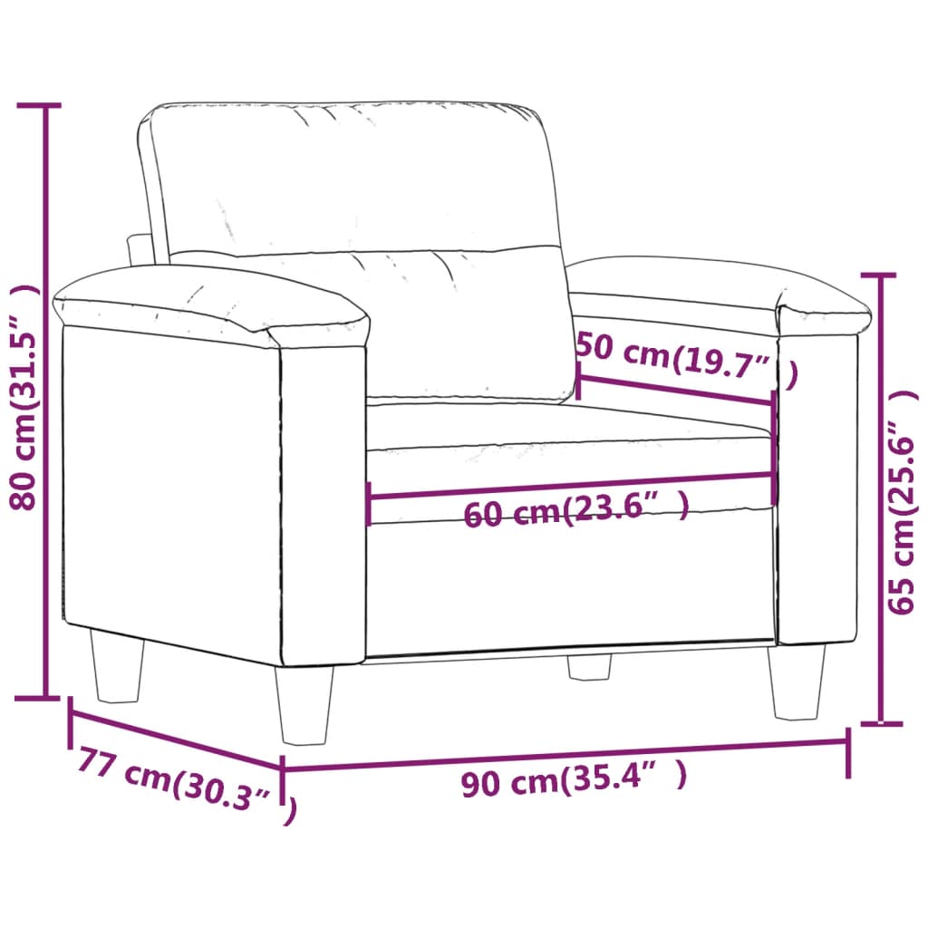 Armchair 60 cm grey artificial leather