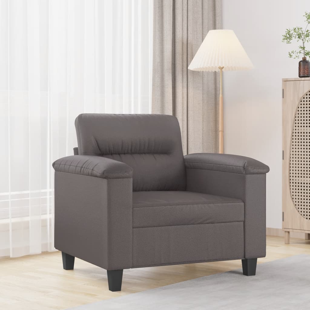 Armchair 60 cm grey artificial leather