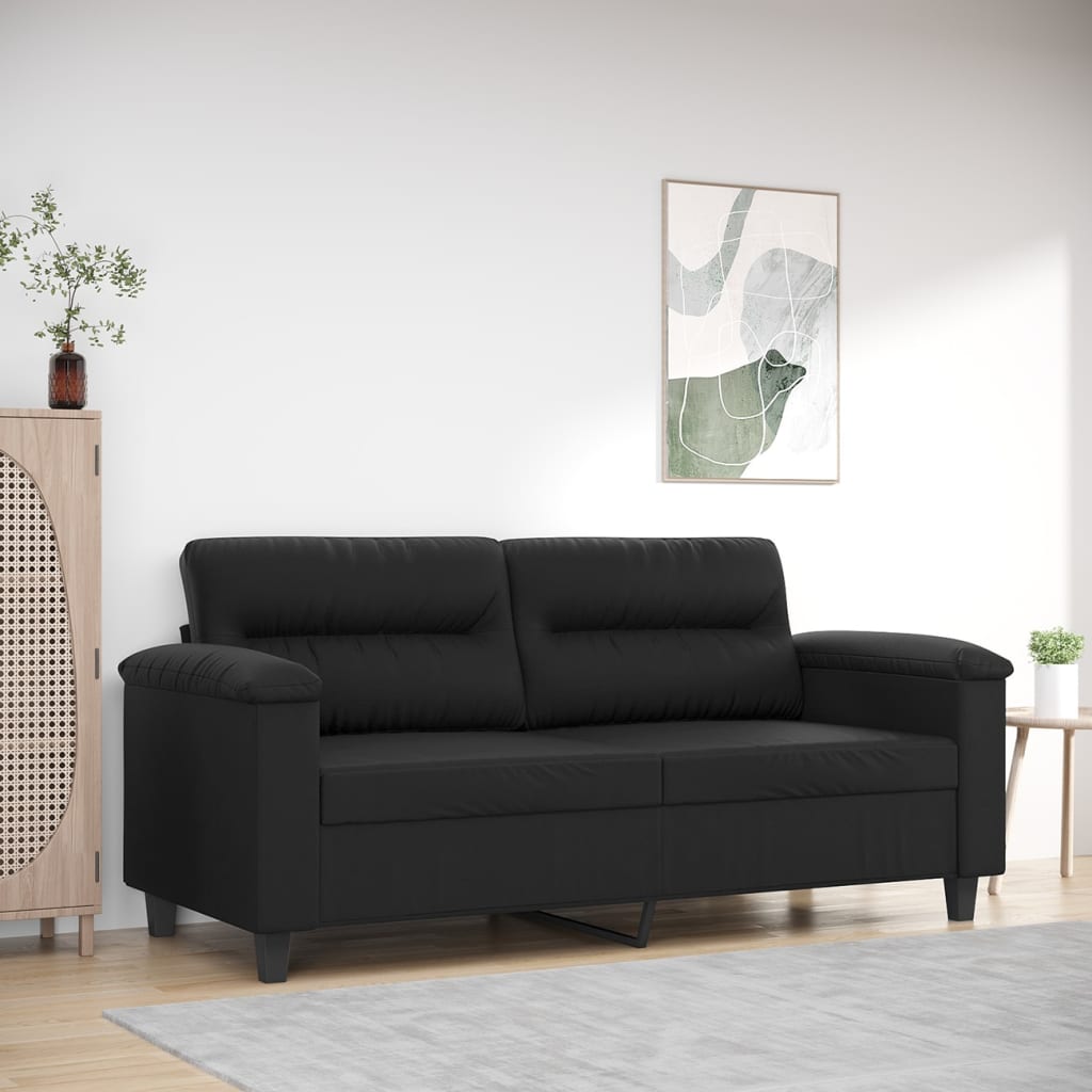 2-seater sofa 140 cm black faux leather
