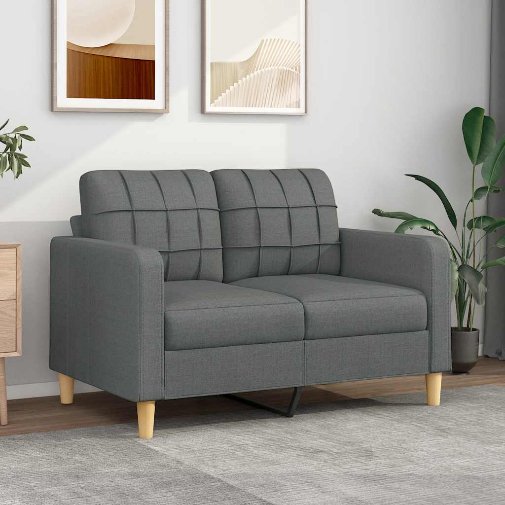 2-seater sofa in dark grey fabric 120 cm