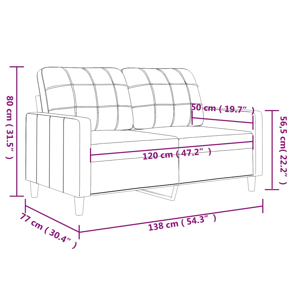 Sofá de 2 lugares tecido 120 cm cor creme