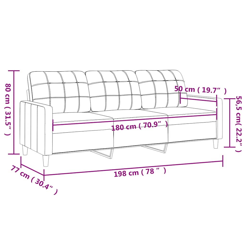 Sofá de 3 lugares tecido 180 cm cor creme