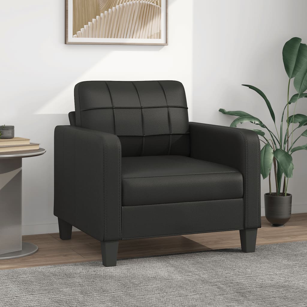 60 cm black artificial leather armchair