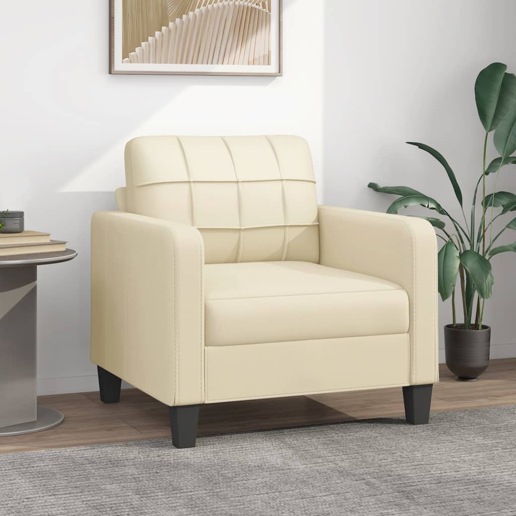 60 cm armchair in cream faux leather