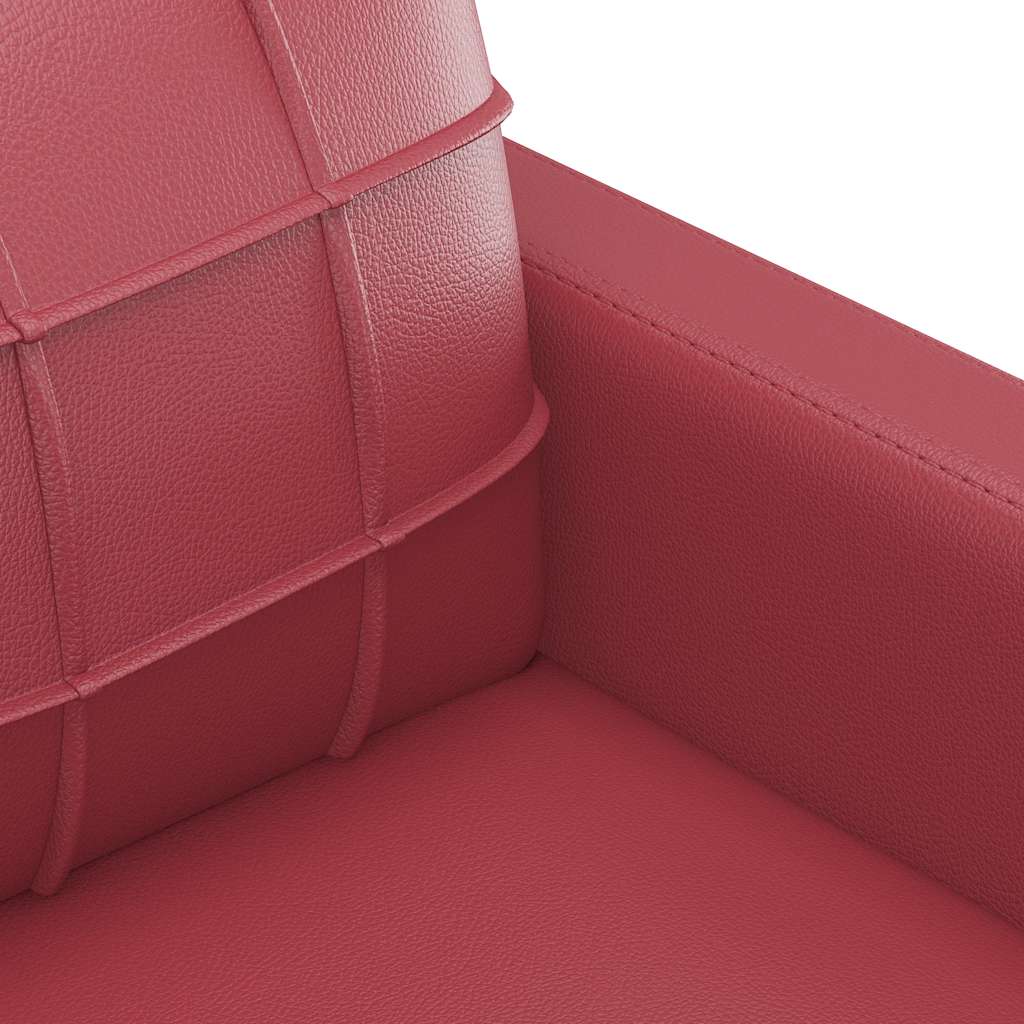 Sofá de 2 lugares 120 cm couro artificial vermelho tinto