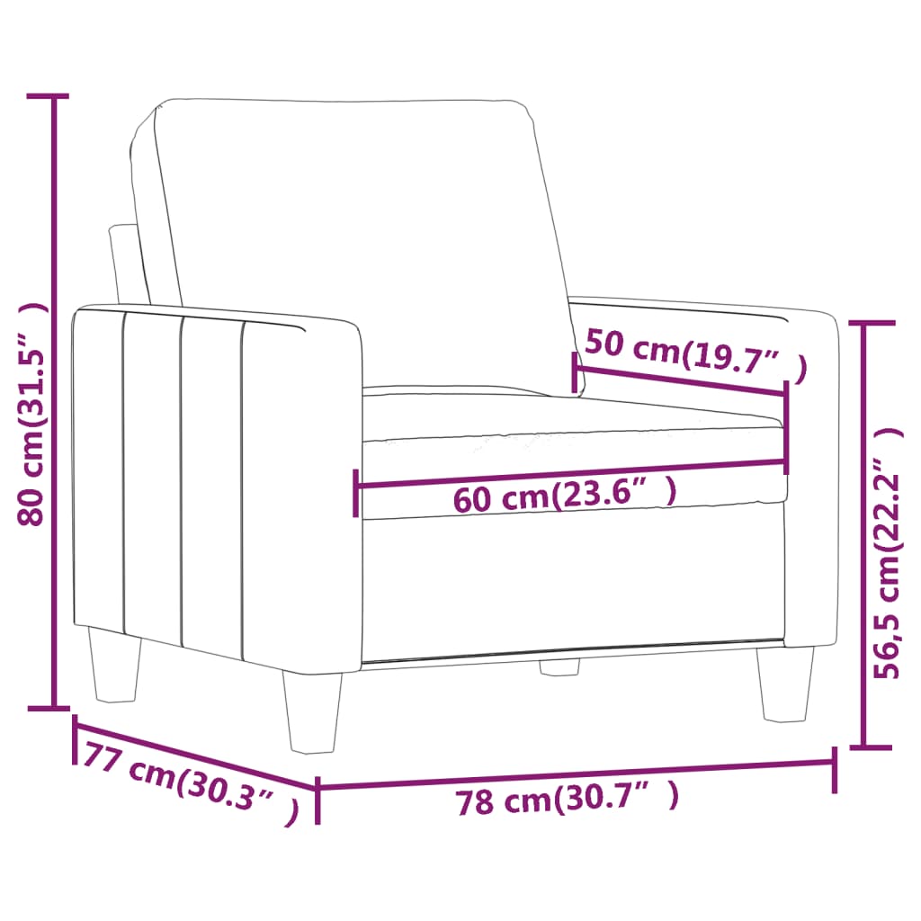 60 cm armchair in cream faux leather