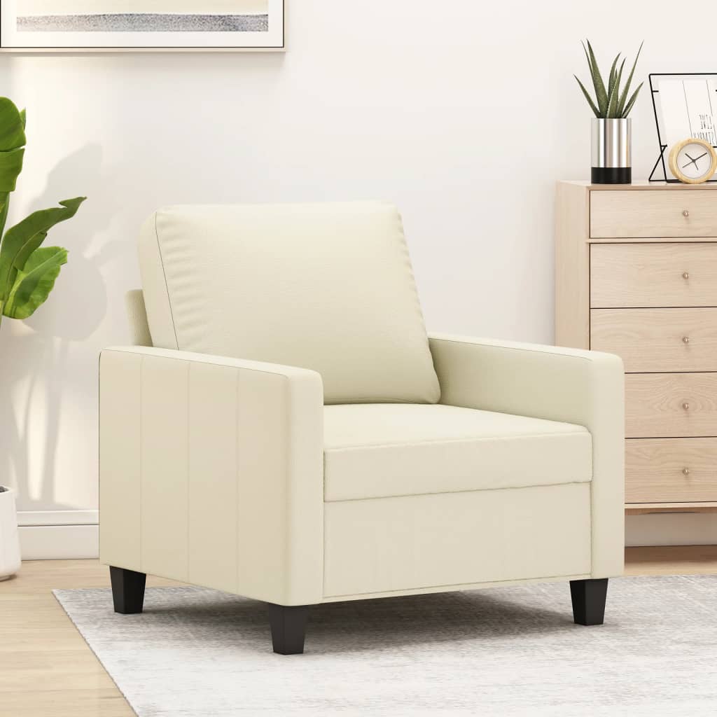 60 cm armchair in cream faux leather