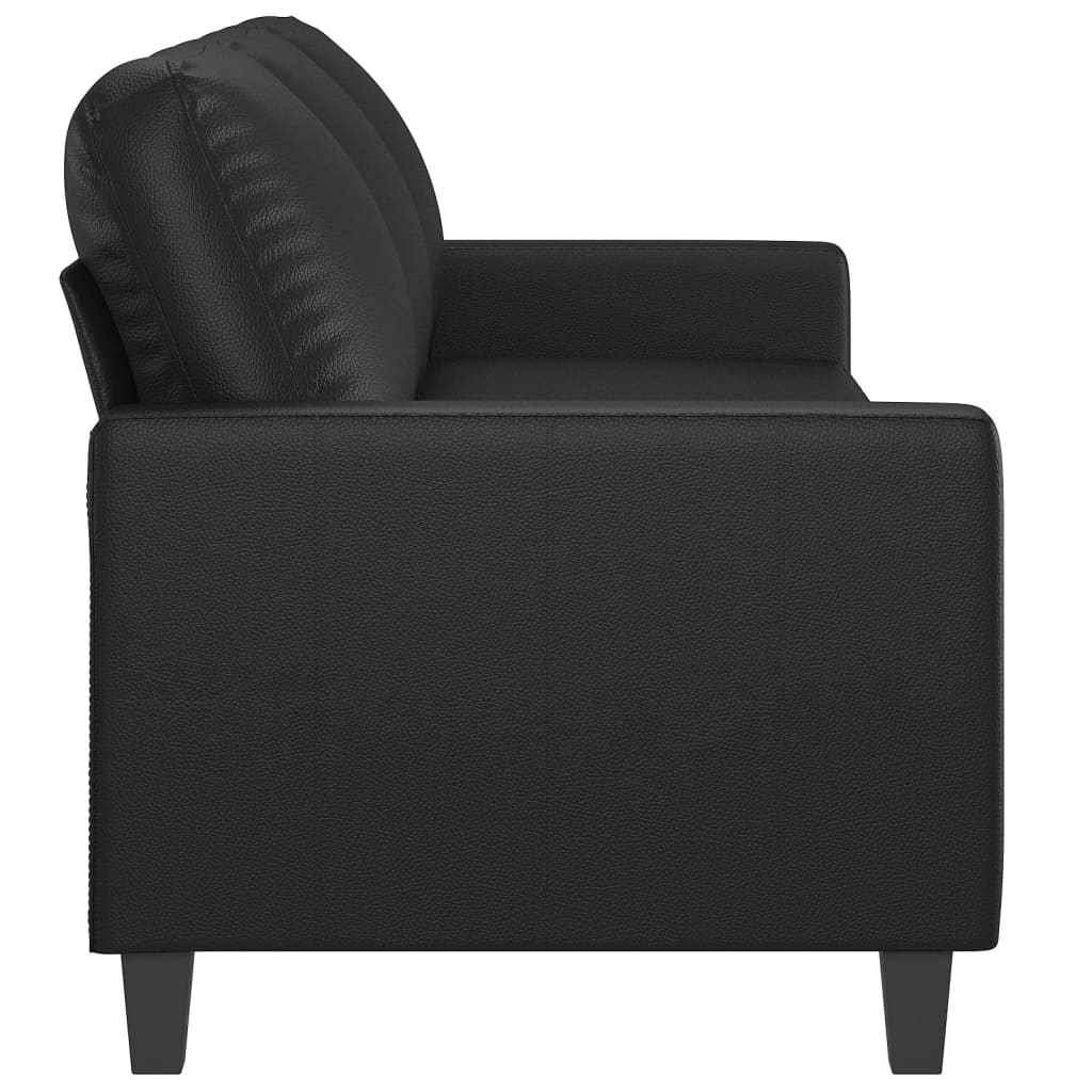 Sofá de 3 lugares 180 cm couro artificial preto