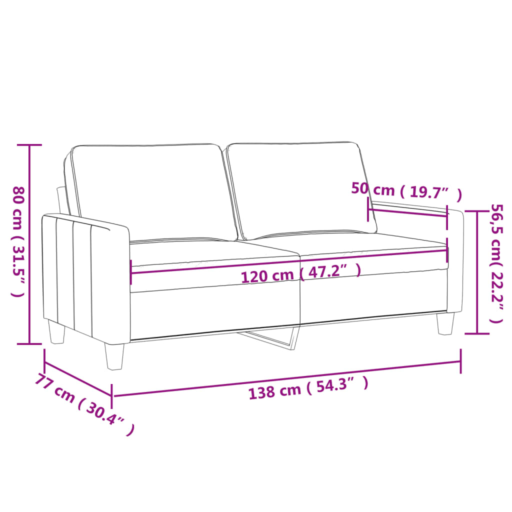 Sofá de 2 lugares 120 cm tecido amarelo-claro