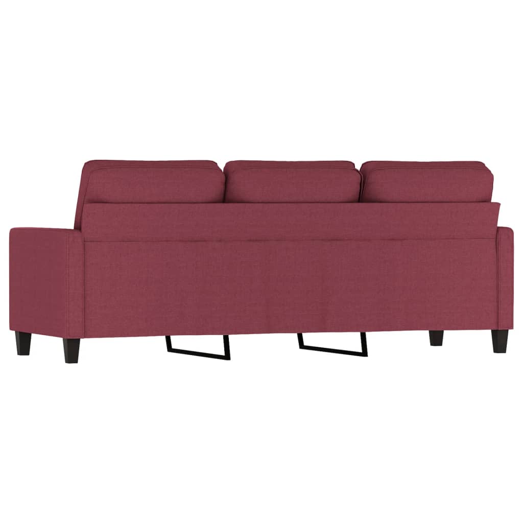 3-seater sofa in 180 cm red fabric