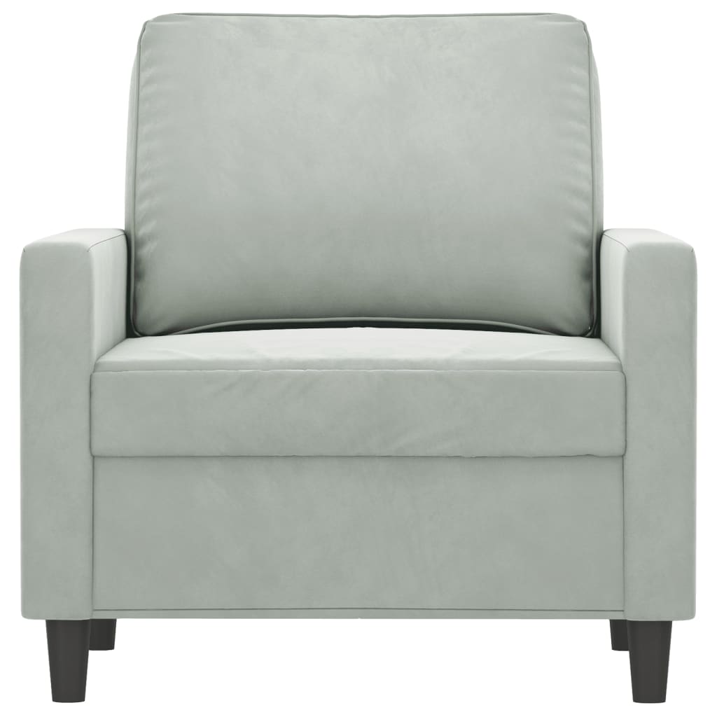 60 cm light grey velvet armchair