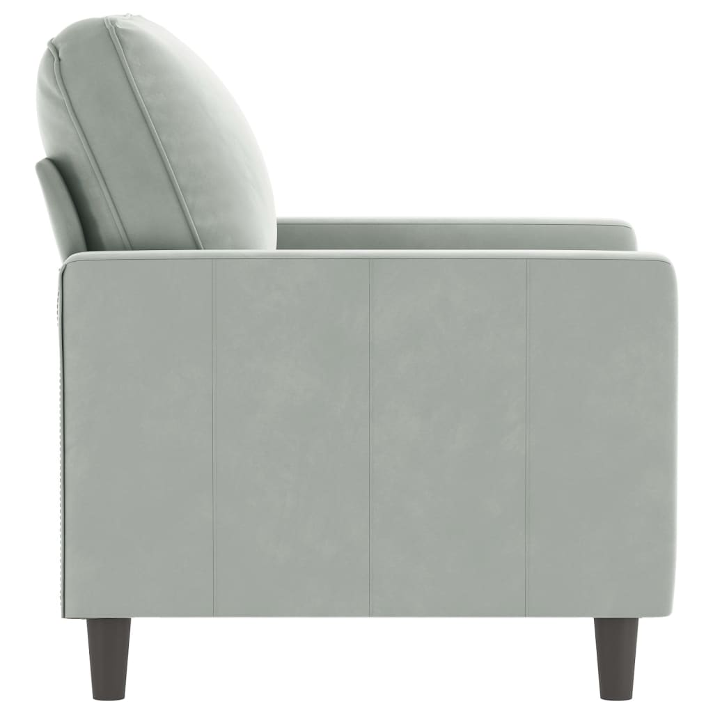 60 cm light grey velvet armchair