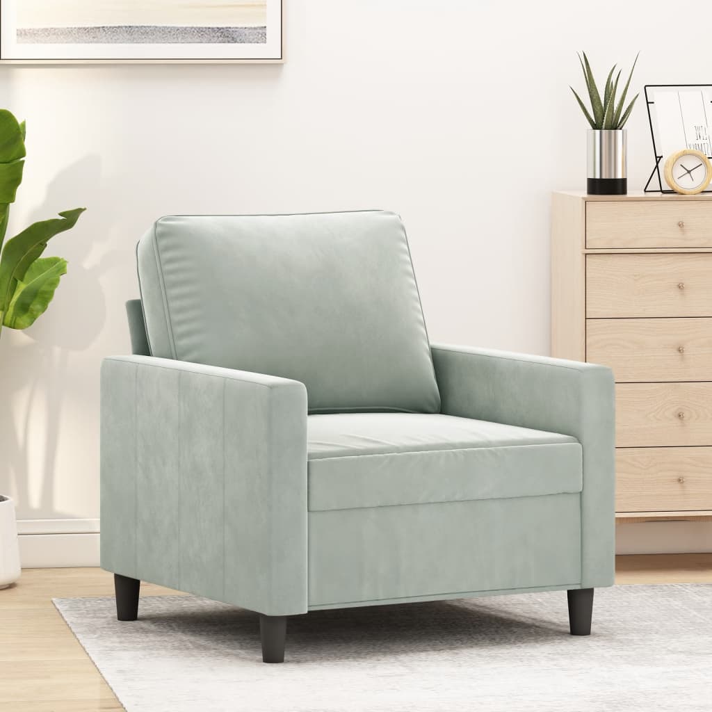 60 cm light grey velvet armchair