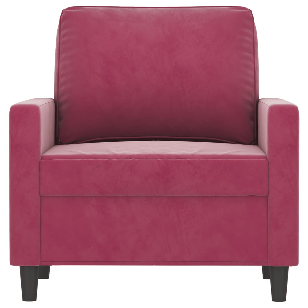 Poltrona 60 cm veludo vermelho-tinto