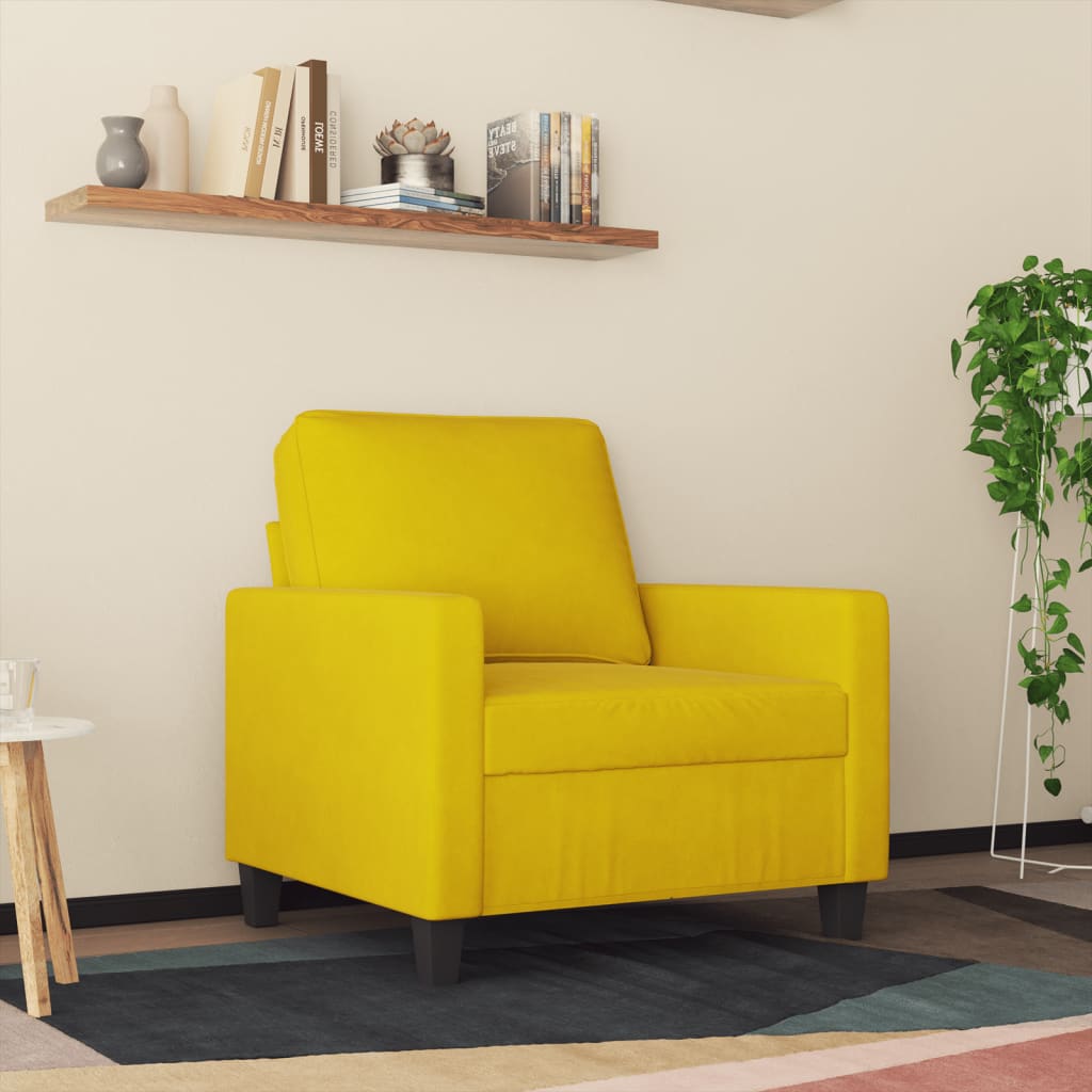 60 cm yellow velvet armchair