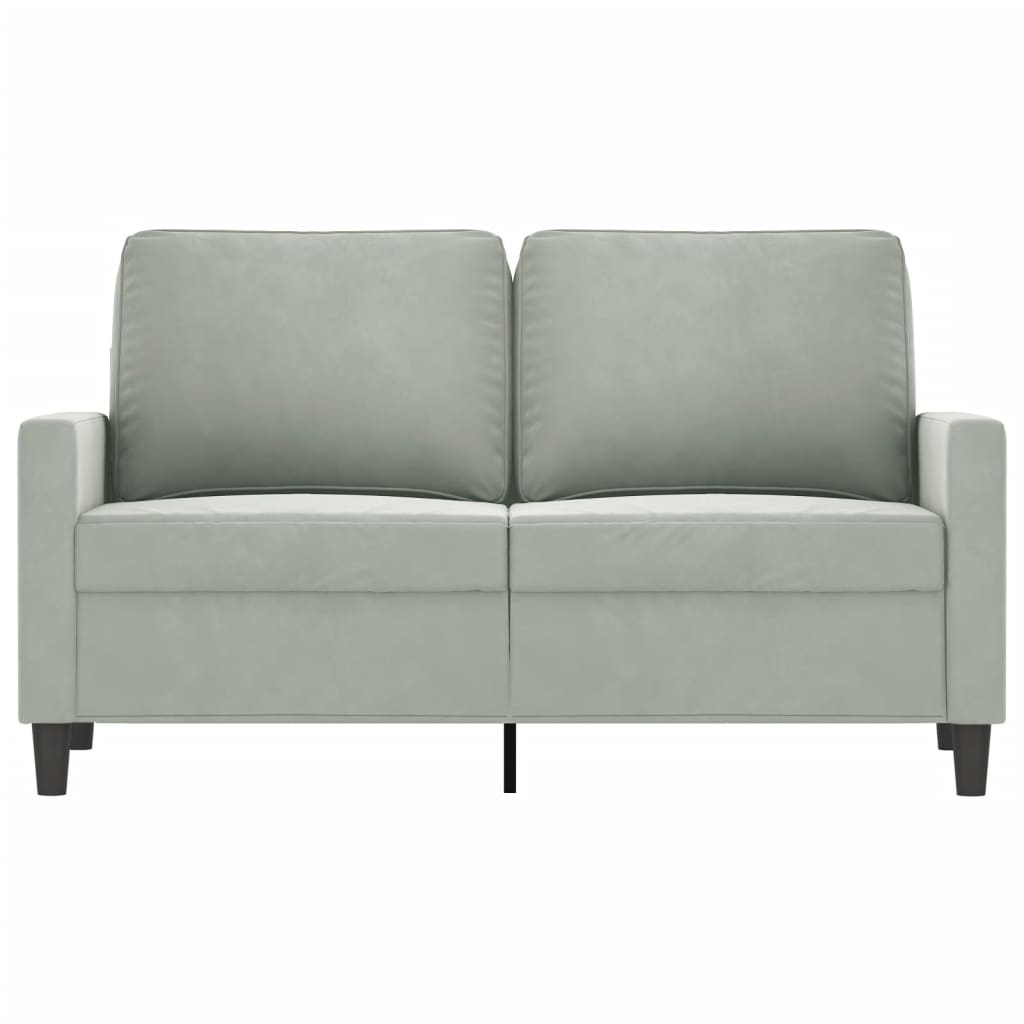 Sofá de 2 lugares 120 cm veludo cinzento-claro