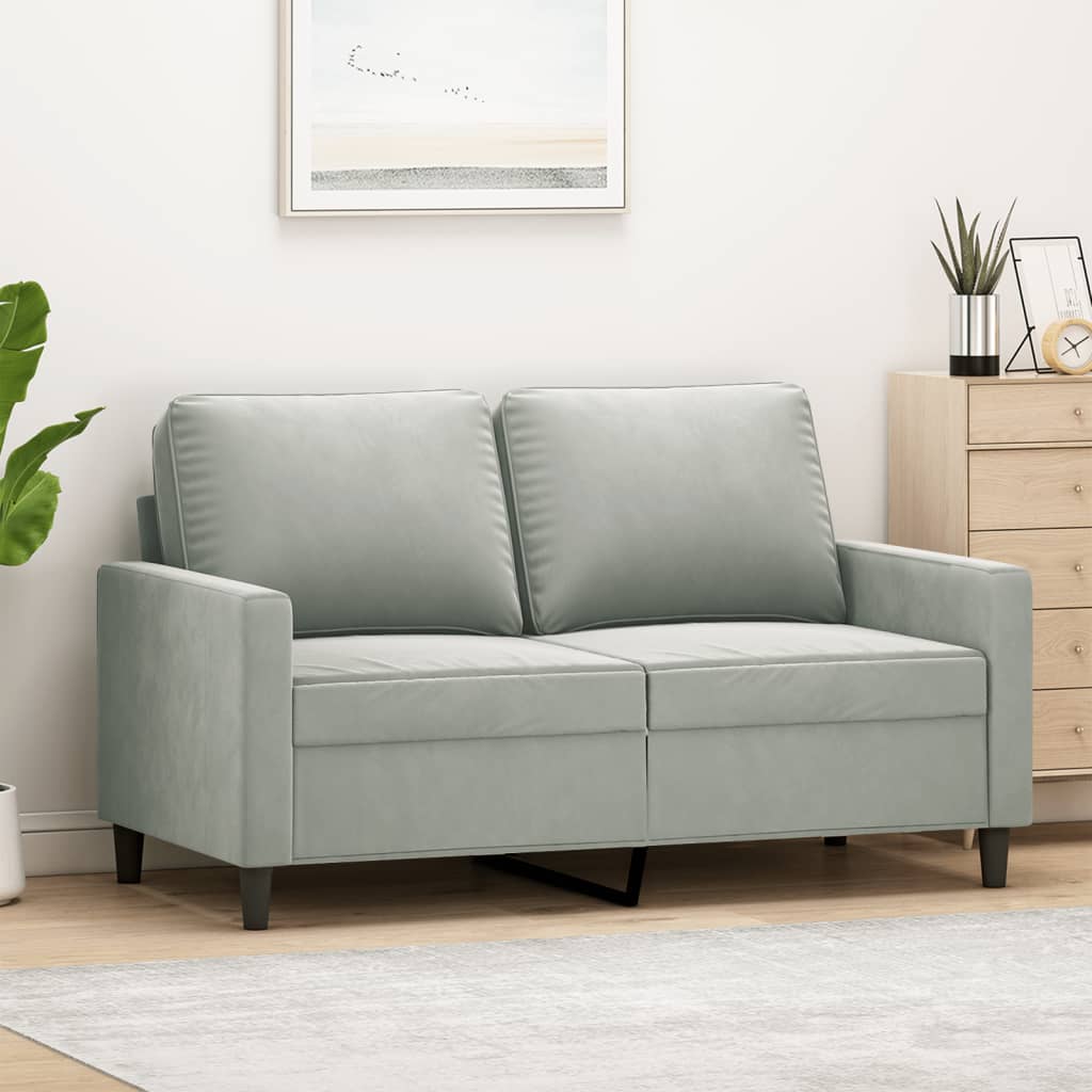 Sofá de 2 lugares 120 cm veludo cinzento-claro