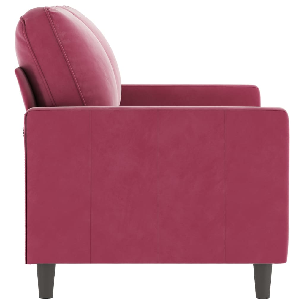 2-seater velvet sofa 120 cm red