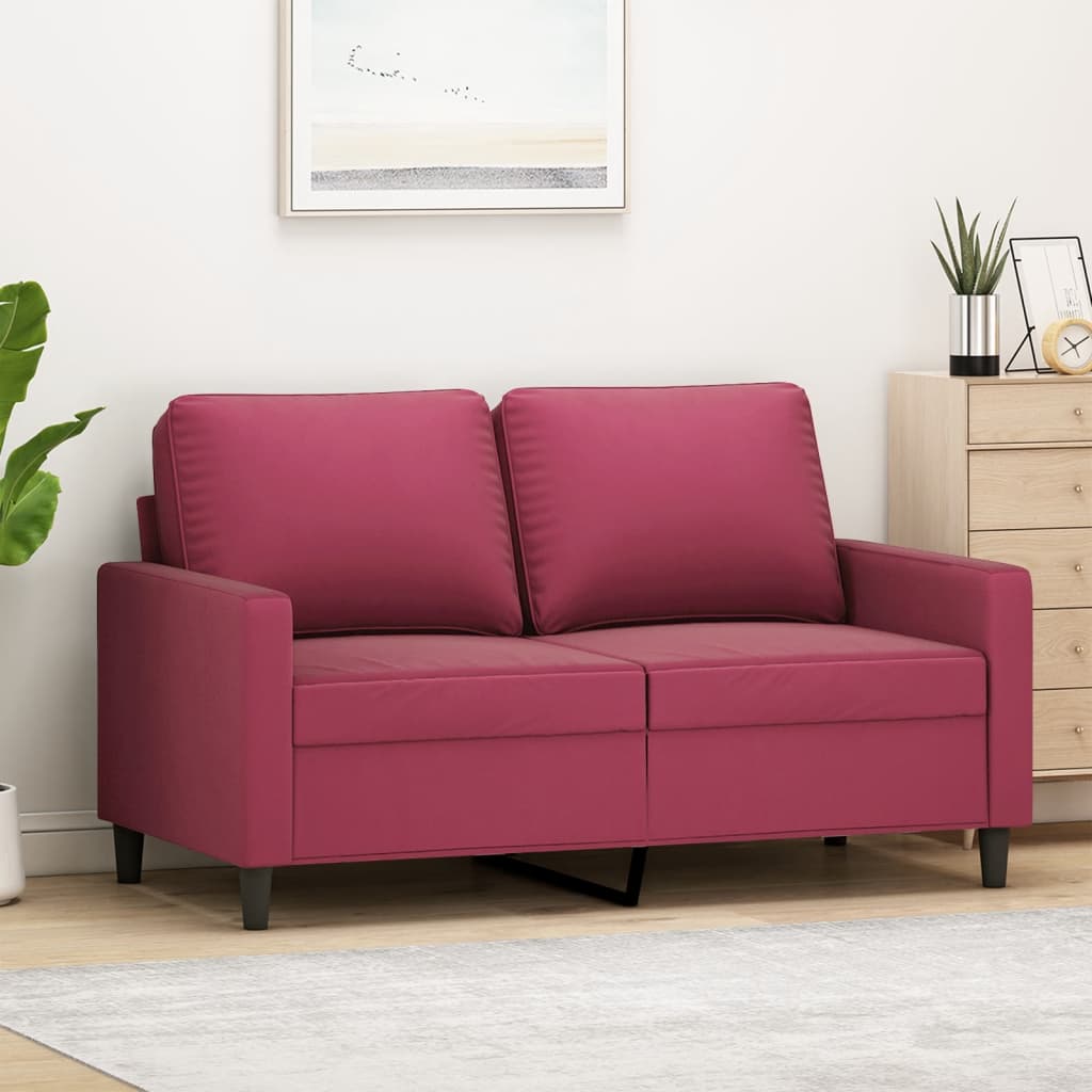 2-seater velvet sofa 120 cm red