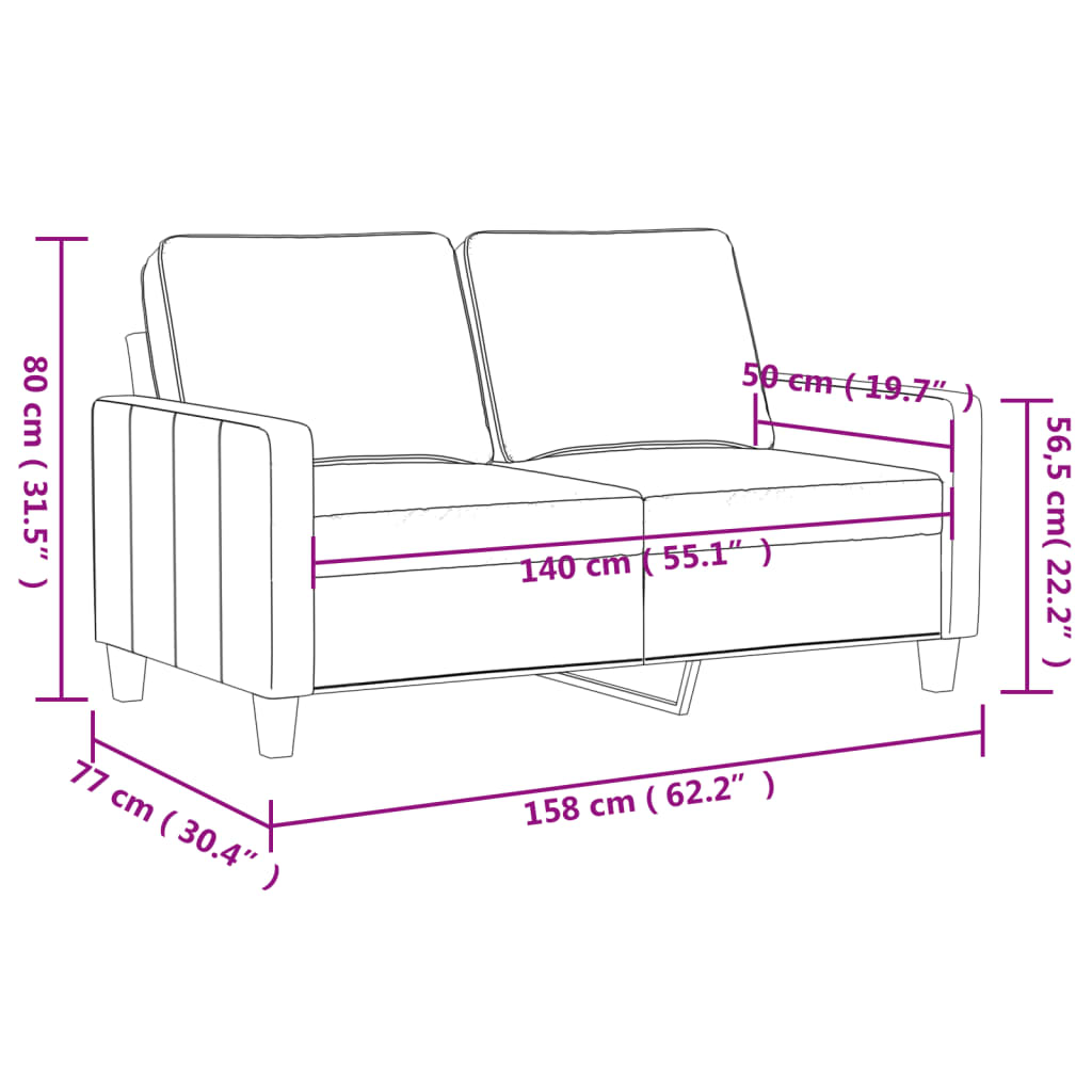 Sofá de 2 lugares veludo 140 cm rosa