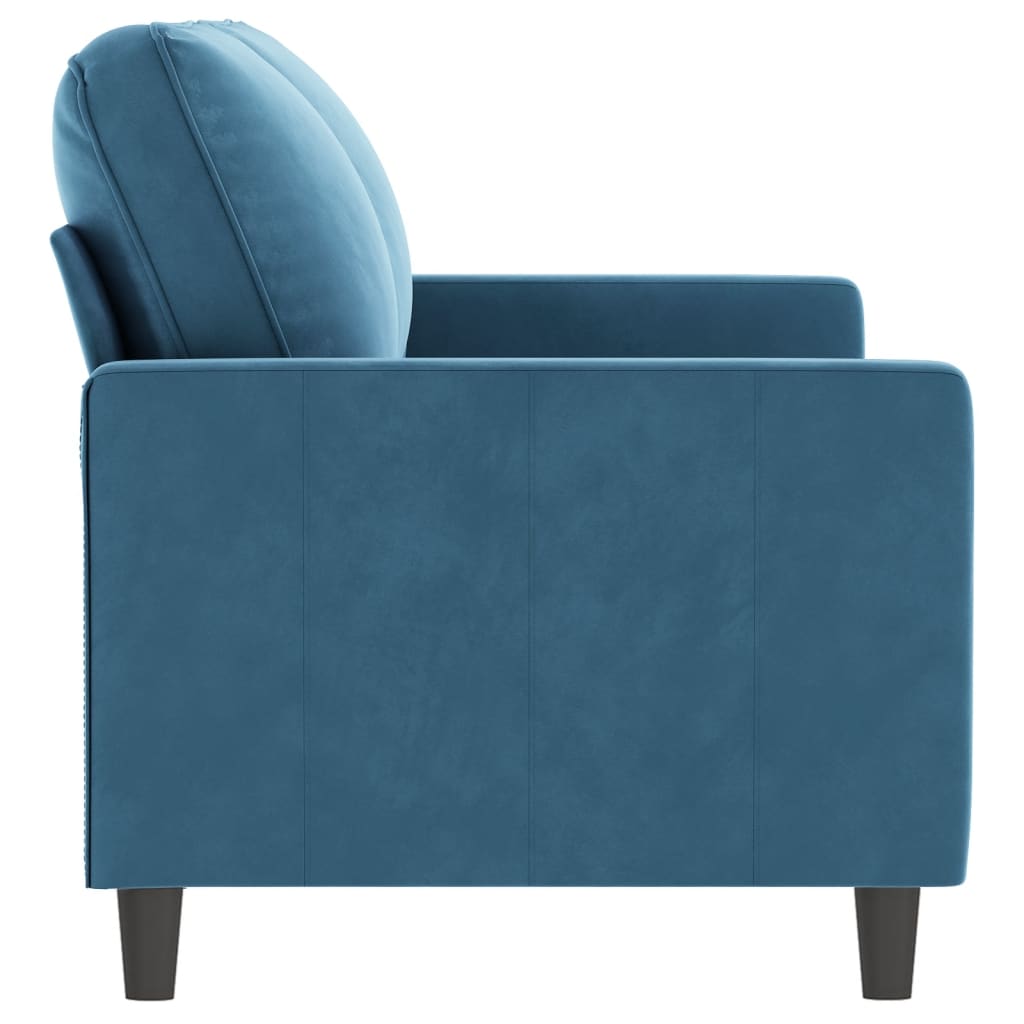 2-seater velvet sofa 140 cm blue