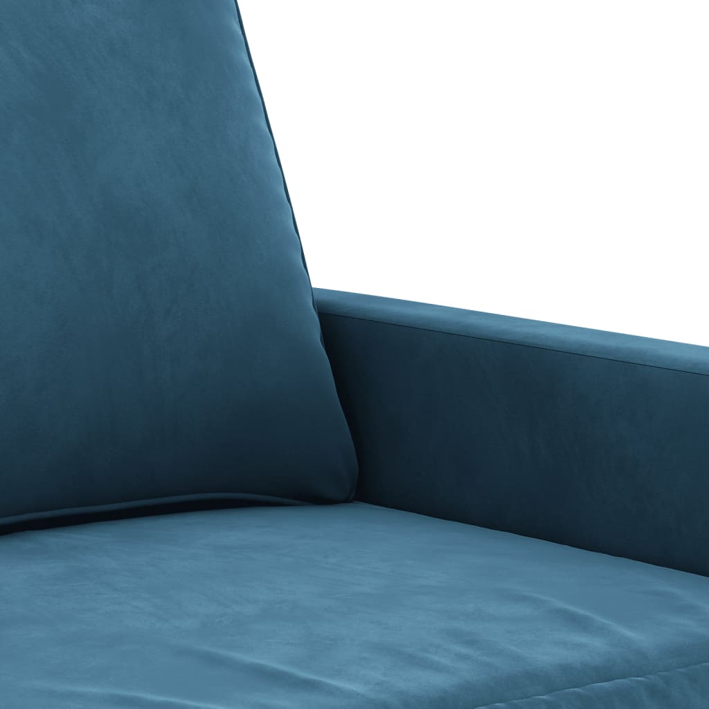 2-seater velvet sofa 140 cm blue